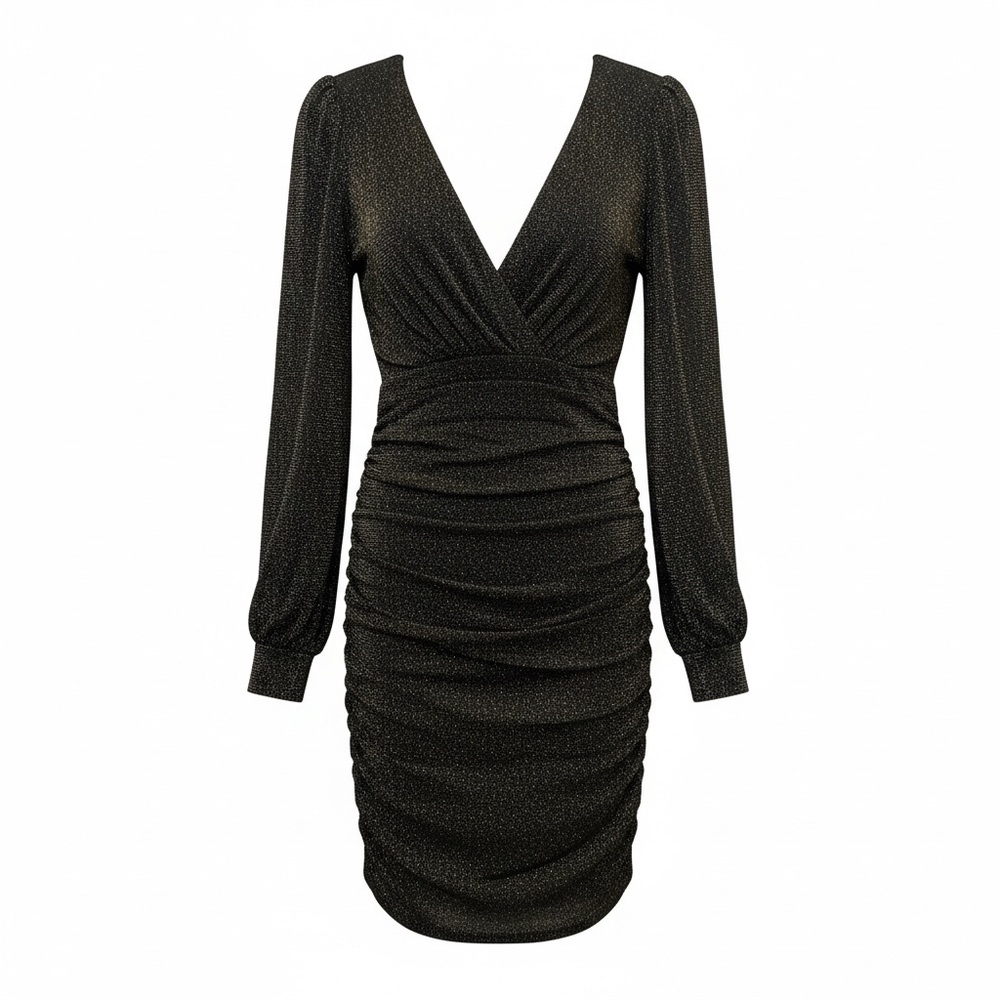 Emprada gold glittered ruched dress